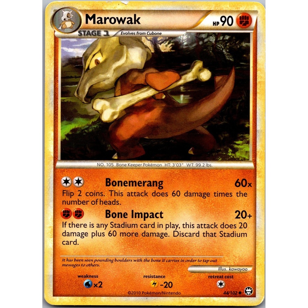 Pokemon Marowak 44/102 Uncommon Triumphant HGSS Fighting Card LP